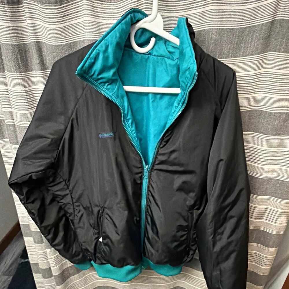 Vintage 90s Columbia Reversible Jacket Mens M Black Teal 3M Thinsulate Korea